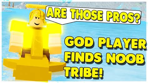 God Player Finds Huge Noob Tribe Roblox Booga Booga Youtube