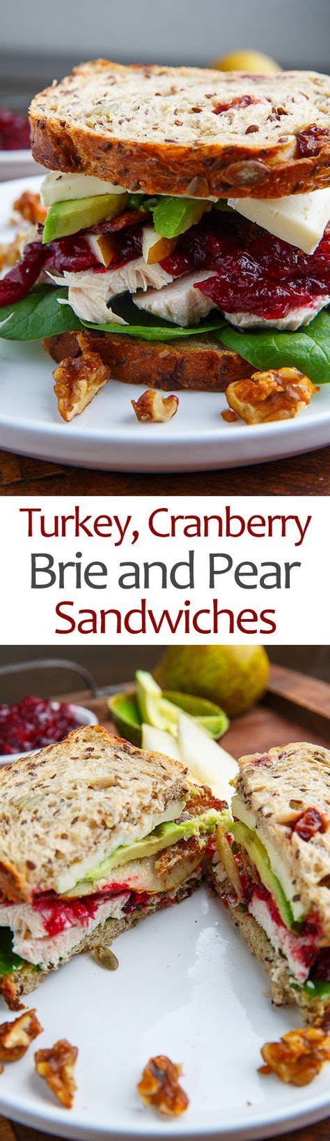 Turkey Cranberry Brie And Pear Sandwiches With Avocado And Bacon