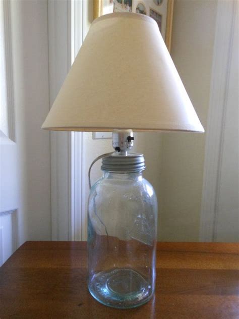 Vintage Mission Mason Glass Jar Table Lamp By Cydstreasures Mason Jar