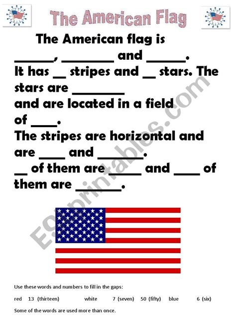 The American Flag Esl Worksheet By Ejpan