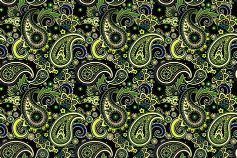 Hd Wallpaper Green Paisley Pattern Illustration Ornament Indian