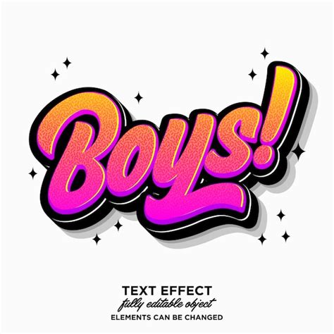 Premium Vector Editable Boys Sticker Text Effect