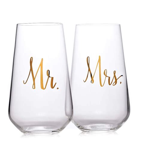 Mr And Mrs Wine Glass Set Cream X Nyc