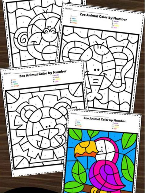Zoo Animals Color By Number Worksheets Kindergarten Worksheets And Games