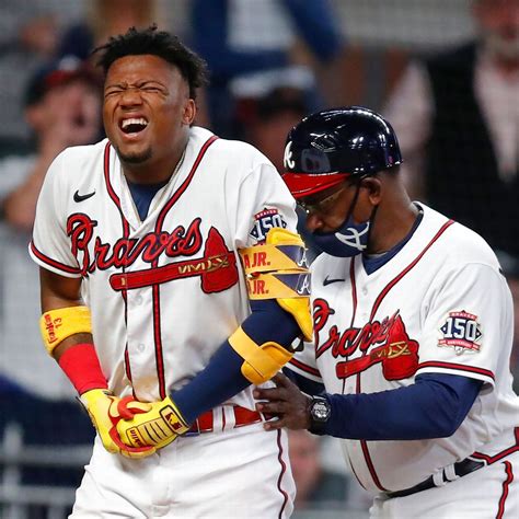 Ronald Acuna Jr Hit By Pitch Day To Day With Left Pinkie Finger