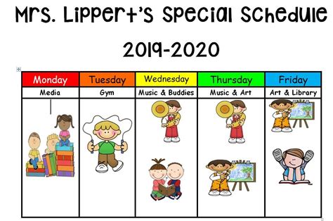 Mrs Lipperts First Grade Specials Schedule 2