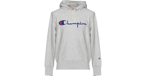 Champion Cotton Script Logo Powerblend Hoodie In Grey Gray For Men