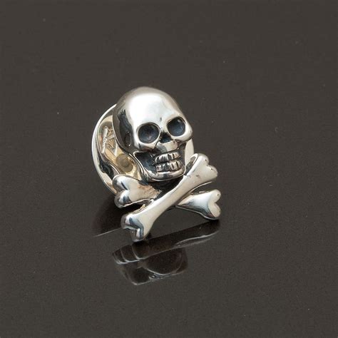 Skull And Bones Lapel Pin Sterling Silver Handcrafted Etsy