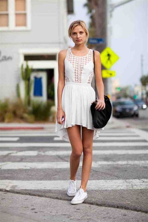 Dress Tennis Shoes With Images Dress With Sneakers Little White Dresses Fashion