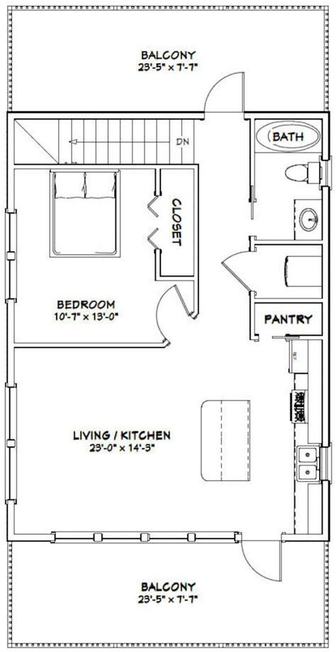24x32 House 1 Bedroom 15 Bath 851 Sq Ft Pdf Floor Etsy Small House