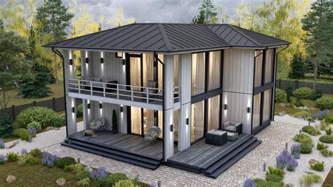 2 Katlı Çelik Yapı Prefabrik Ev 002