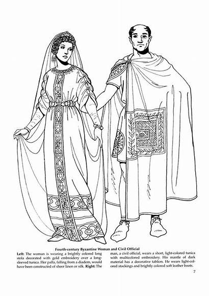 Byzantine Coloring Clothing Pages Fashions Costume Empire