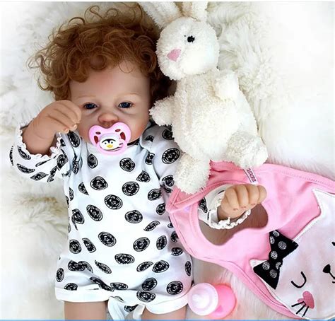 2018 New Arrival 22inch 55cm Silicone Baby Reborn Vinyl Doll Curly Hair