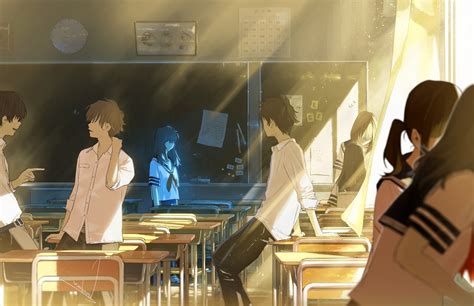 Wallpaper School Uniform Ghost Anime Boys Sunlight Classroom