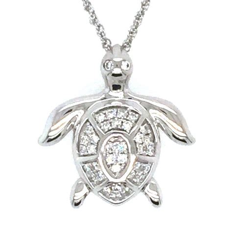 Sealife Jewelry K White Gold Diamond Sea Turtle Pendant Turtle