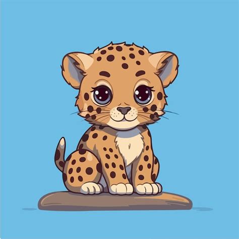 Premium Vector A Cartoon Illustration Of A Baby Cheetah