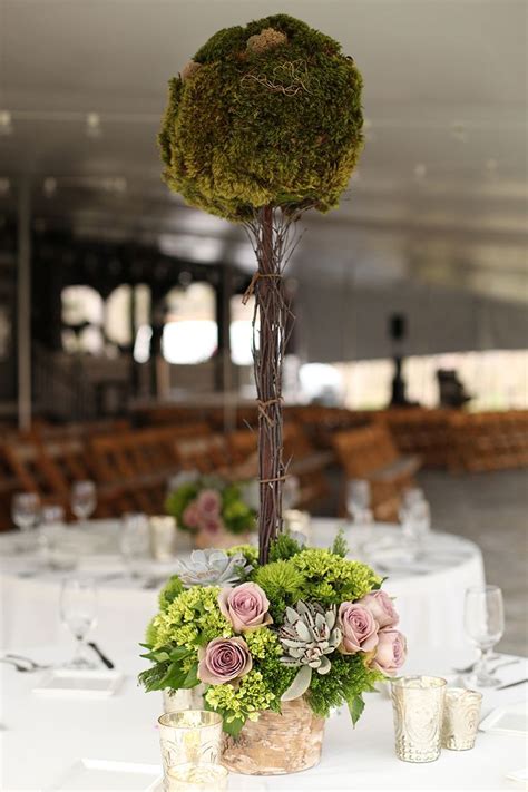 Tall Moss Topiary Centerpieces At Krippendorf Lodge By Cincinnati