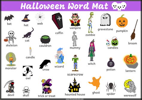 Halloween Word Mat Free The Mum Educates Halloween Words