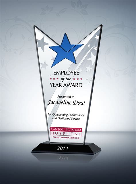 Using these free employee of the month certificate templates. Crystal Star Employee of the Year Award | Glass awards ...