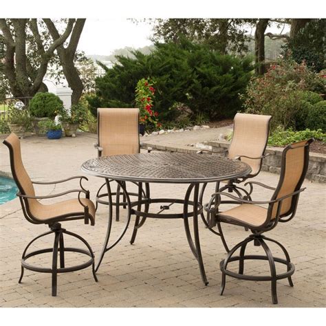 Hanover Manor 5 Piece Bronze Patio Dining Set With Tan In The Patio
