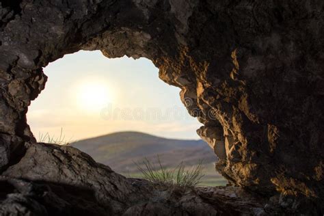Looking Thru A Cave Opening Stock Image Image Of Rock Landscape