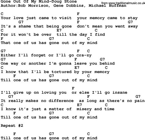 Country Musicgone Out Of My Mind Doug Stone Lyrics And Chords