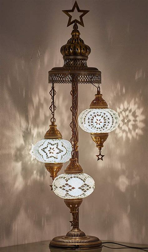 LaModaHome Turkish Moroccan Mosaic Floor Lamp For US With US Plug 3 X