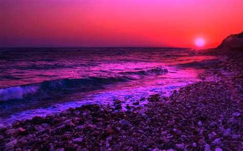 Purple Sunset Over The Sea Wallpaper Purple Sunset Sunset Purple Sky