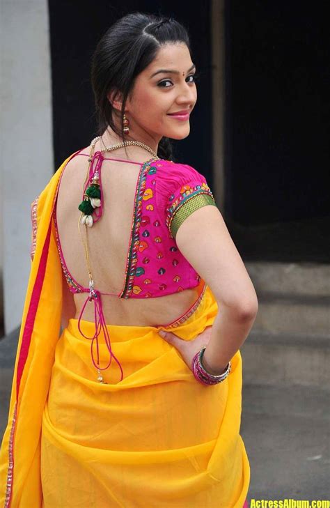 Actress in saree beautifully captured by camera senthil. MEHRENE IN HALF SAREE WITH BACKLESS BLOUSE - Actress Album