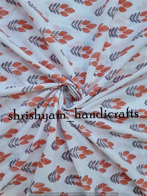 Indian Hand Block Flower Print Cotton Cambric Fabric Sewing Etsy
