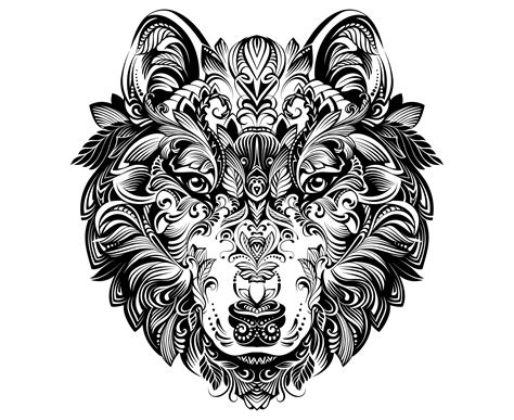 Wolf Head Mandala Zentangle Animal Etsy Horse Tattoo Mandala