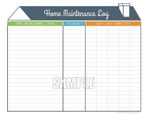 Home Maintenance Log Printable And Editable Organizing Pdf