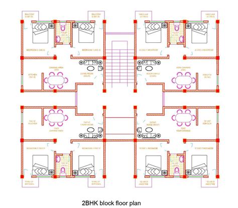 2bhk Apartment Floor Plan Autocad Dwg File Built Archi