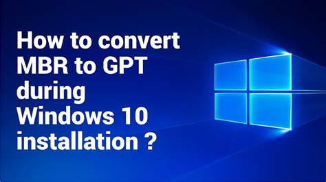 How To Convert Mbr To Gpt During Windows 10 Installation 2017 Youtube