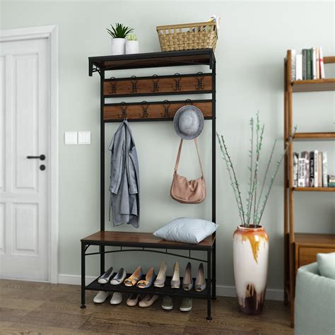 3 In 1 Entryway Hall Tree Heavy Duty Entryway Bench And Coat Rack With