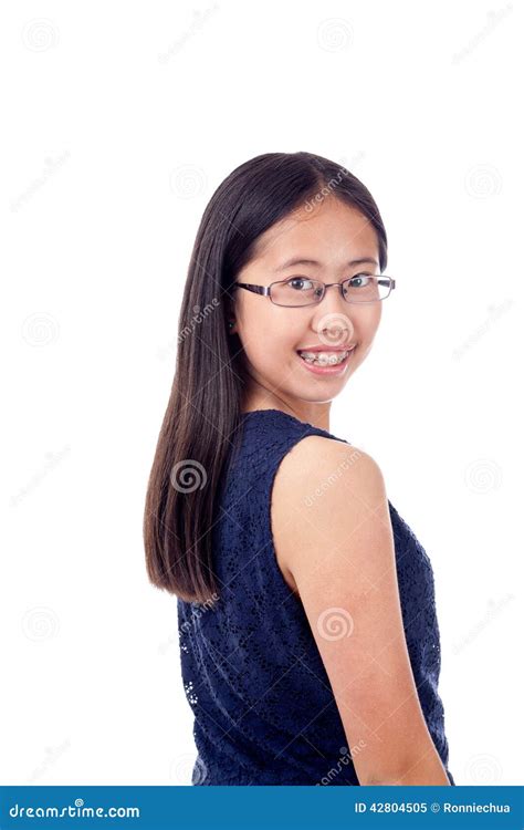Asian Girl In Braces Striking A Pose Stock Image Image Of Hair