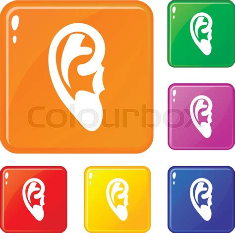 Ear Icons Set Collection Vector 6 Stock Vector Colourbox