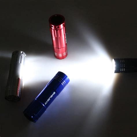 Pack Of 4 Byb Super Bright 9 Led Mini Aluminum Flashlight With Lanyard