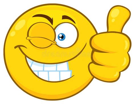 Smiling Yellow Cartoon Emoji Face Character With Wink Expression Giving