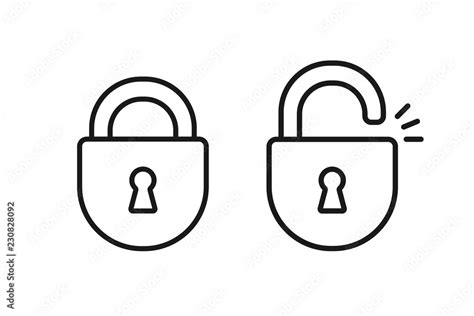 Black Isolated Outline Icon Of Locked And Unlocked Lock On White