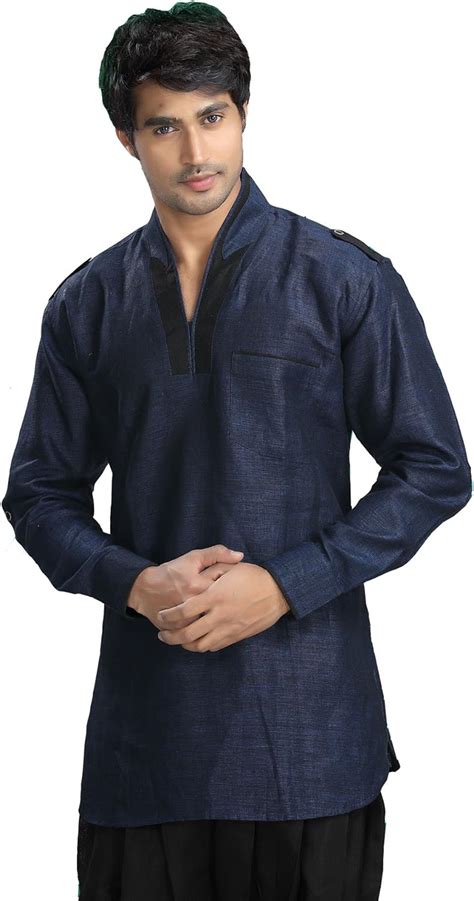 Amazon Com Indian Clothes Fashion Shirt Mens Short Kurta Dress Linen