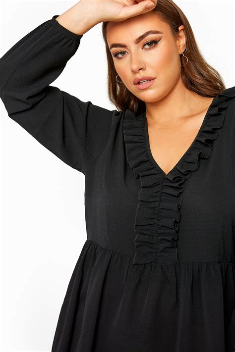 Limited Collection Black Frill Blouse Yours Clothing