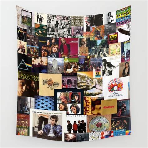 Classic Rock And Roll Albums Collage Wall Tapestry Rock Collage