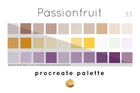 Procreate Palette Passionfruit Graphic By Diana · Creative Fabrica
