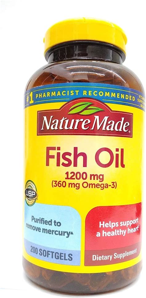 Nature Made Fish Oil 1200 Mg 360 Mg Omega 3 200 Liquid Softgels