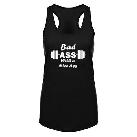Womens Bad Ass With A Nice Ass Muscle Fitness Workout Racerback Tank Tops In Tank Tops From