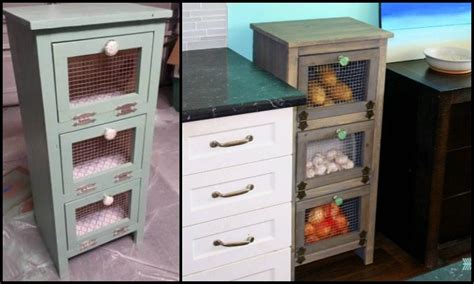 Here's my potato and onion bin that i just finished up. How to build a vegetable bin cupboard | DIY projects for ...