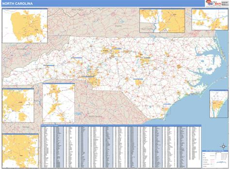 North Carolina Zip Code Wall Map Basic Style By Marketmaps Mapsales