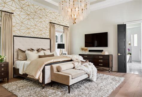 Dream Master Bedroom With Geometric Wallpaper Master Bedroom