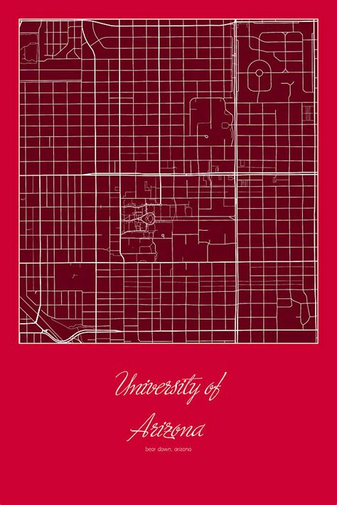 Uofa Street Map University Of Arizona Tucson Map Digital Art By Jurq